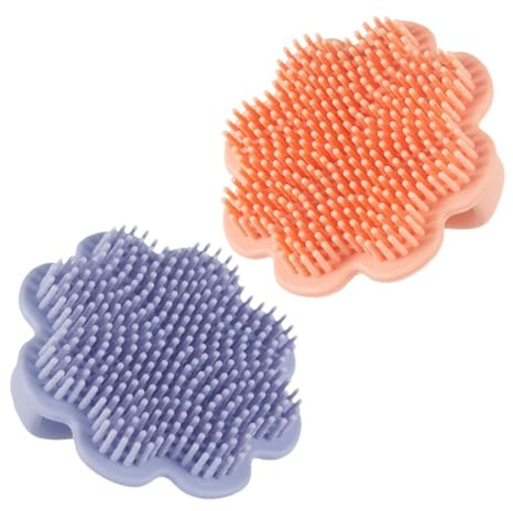 CLISPEED 2pcs Shampoo Brush Soft Silicone Newborn Bath Brush Lion Pattern Cradle Cap Scrubber Boy Girl