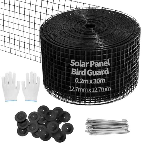 TUAKIMCE Solar Panel Bird Mesh Kit 8in x 100ft，Bird Deterrent PVC Wire, Bird Guard for Solar Panel Proofing to Prevent Pigeons Nesting Under Roof Solar Panels