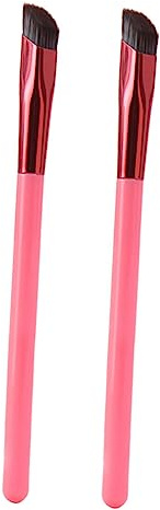 Veemoon Lot de 2 Pinceaux à Sourcils Biseautés Taille Moyenne en Poils Synthétiques Marron, Pinceaux Maquillage Multifonction pour Femmes, Usage Professionnel et Quotidien, Outil Précis