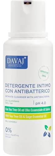 DAVAJ Detergente Intimo Antibatterico Delicato con Tea Tree Oil e Olio di Salvia 250 ml