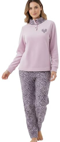Viterbo Biancheria Pigiama Donna Invernale Caldo E Soffice in Morbido Coral Fleece con Bottoni PS22051