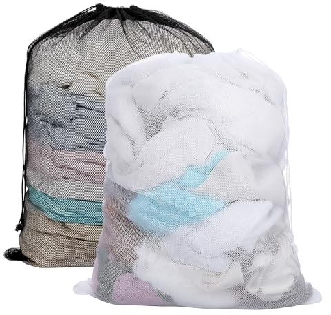 LIQWEI 2 Stück Wäschenetz Für Waschmaschine, 60 x 90cm Wäschenetzbeutel Netz Große Wäschebeutel Feinmaschig Wäschesäcke Mit Kordelstopper Für Kleidung Bettbezüge Spielzeugaufbewahrung