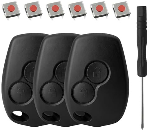 XPEX 3 PCS Guscio chiave, portachiavi per auto a due pulsanti con 6 interruttori touch e 1 mini cacciavite Phillips,dacia,adatto ai modelli Kangoo, Switch e Dacia.