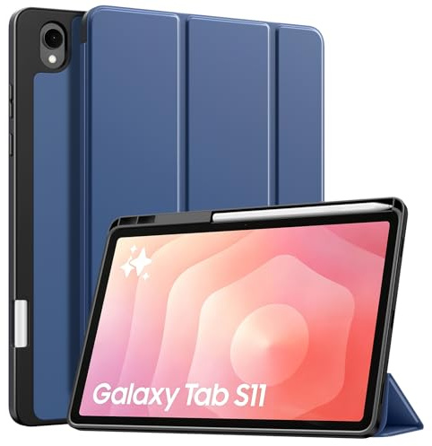 TiMOVO Funda para Samsung Galaxy Tab S11 11 Pulgadas 2025, Azul Marino | SM-X730/X736B, Soporte para Lápiz Óptico, Parte Trasera de TPU Suave, Auto Activación/Reposo, Protectora Delgada