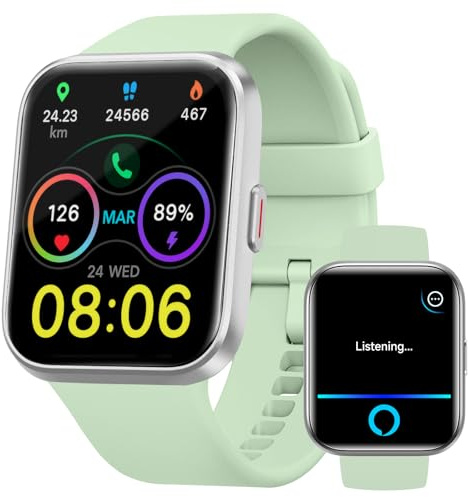 Smartwatch Damen mit Telefonfunktion Alexa, 1,85 AMOLED-Display Smart Watch, 110+ Sportmodi Fitnessuhr Damen mit Herzfrequenz/Schlaf/SpO2/Schrittzähler, 3ATM Wasserdicht Sportuhr für iOS Android