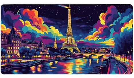 Tapis de Souris Jeu 1600 x 800mm XXL Tapis Souris Gaming Grand Pad Bureau avec Base AntidéRapante ImperméAble à l'eau Surface Bords Cousus Haute Précision Vitesse Gamer PC Le Pont Tour Eiffel F-2