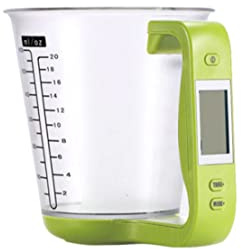 Caraffa graduata da cucina digitale multifunzione, tazza per volume di temperatura e peso con display LCD rimovibile(Verde)