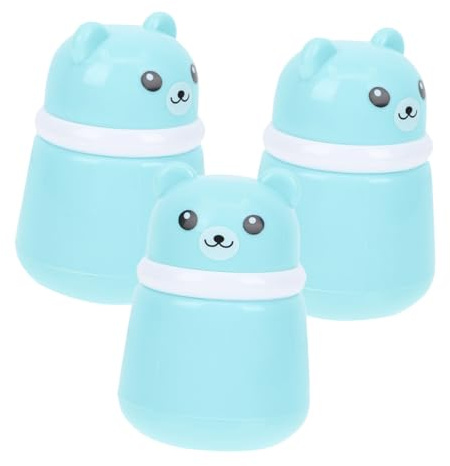 HOODANCOS 3 Stück Babypuder mit Auslaufsicherem Puderbehälter und Weicher Puderquaste Nachfüllbares Bären Design Reise Etui für Sanfte Hautpflege