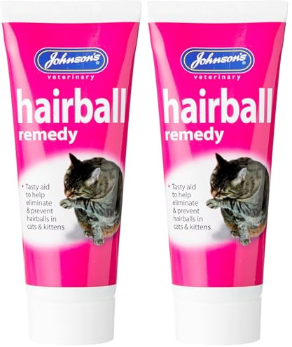 Johnsons Vet Hairball Remedy Malt-Flavoured Paste for Cats and Kittens, 50g Tube (Pack of 2)