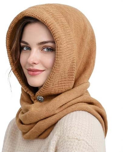 TAGVO Conjunto de Sombrero y Bufanda para Mujer, Gorro Beanie de Punto Cálido Elástico Invierno, Elegante Gorro de Punto Calentador de Cuello para Mujer Trabajo Al Aire Libre Correr Senderismo