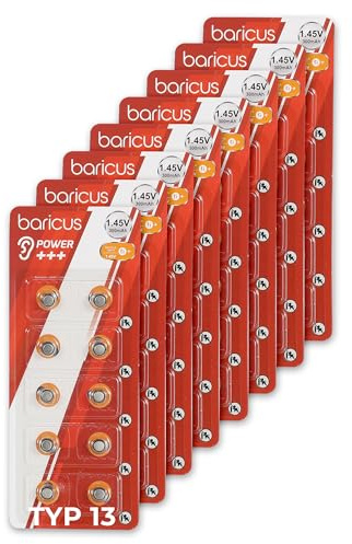 BARICUS Batterie per apparecchi acustici Zinco Aria - Tipo 10 13 312 675 - 40 pezzi - Pile a bottone da 1,45 V per apparecchi acustici ITE BTE CIC (tipo 13-80 pezzi)