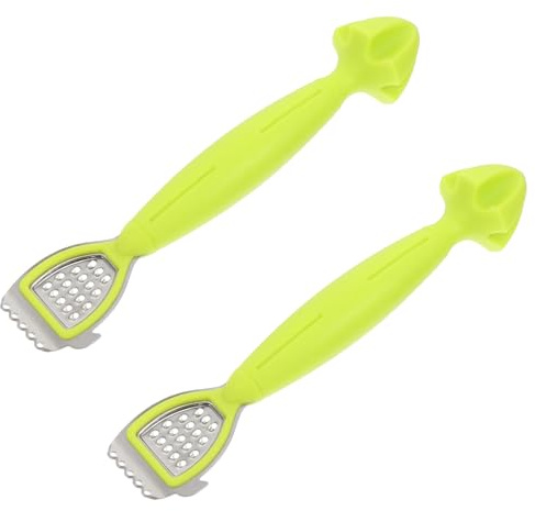 Homoyoyo Lot de 2 Râpes à Citron Multifonctions Vertes en Inox Résistantes à L'usure, Presse-citron Pratique Cuisine Domestique et Professionnelle, Ustensiles pour Jus Frais et Zestes