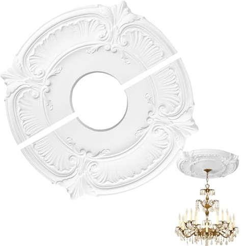Bollisate Split Deckenmedaillon, Deckenmedaillon für Hausbeleuchtung, Stuckrosette Decke, Deckenrosette, Elegante PU Zierleiste Lampenschirm Selbstklebend, für Sichere Installation von Kronleuchtern