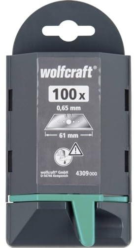 wolfcraft 100 Profi-Trapezklingen 0,65 x 61 mm in Spenderbox I 4309000 I Ersatzklingen