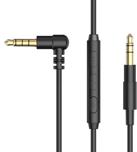 Cubilux Right-Angle Replacement Headphone Cable with Microphone Compatible with Sony WH1000XM5/XM4/XM3/XM2/XB910N/XB900N/XB700/CH910N/CH710N/CH700N, JBL Live 770NC, Beats Pro Solo 3/2 Studio 3, 4 Feet