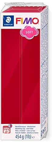 STAEDTLER FIMO soft 8021 Modelliermasse – Kirschrot, 454 g | Ofenhärtend, weiche Knete für Einsteiger, vielseitig – für Schmuck & Deko – Art.-Nr. 8021-26