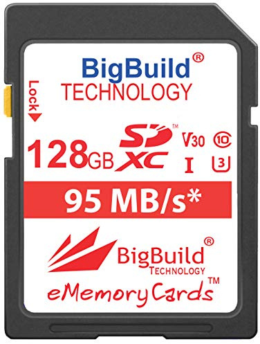 BigBuild Technology 128GB UHS-I U3 95MB/s Speicherkarte für Canon EOS 1200D, 1300D, 2000D, 200D, 4000D, 5DS, 5DS R, 77D, 800D, 80D, 9000D, 5D Mark IV, 6D Mark II, M100, M3, M5, M50, M6, R Kamera