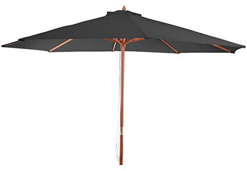 Mendler Sonnenschirm Florida, Gartenschirm Marktschirm, Ø 3,5m Polyester/Holz 7kg - anthrazit