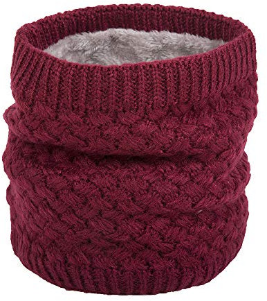 Martin Kench Halswärmer Nackenwärmer Fleece Innenfutter Schlauchschal Halstuch Loop Schal Strickschal Feinstrick für Damen und Herren (Weinrot)