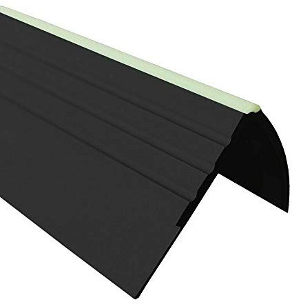 TMW Profiles RDFL PVC Bullnose Stair Nosing - Black - 40mm × 40mm – Anti-Slip, 1.18m Long (Black)