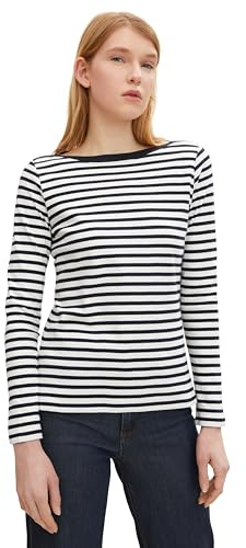 TOM TAILOR Denim Señoras Manga larga con rayas 1023950, 25924 - Navy White Stripe, L