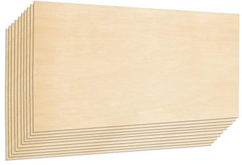 Plywood Sheet Board, A Grade, 22 x 12 inch, 1.5mm Thick, Pack of 10 Unfinished for Crafts Basswood by Craftiff