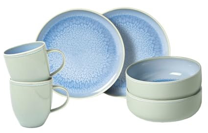 like. by Villeroy & Boch Crafted Blueberry ensemble pour le petit-déjeuner, 6 p., pour 2 personnes, bleu