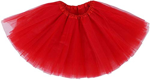Ruiuzioong Gonna tutù da donna per adolescenti, classica elastica a 4 strati, in tulle, per travestimenti, feste, balletto (rosso)