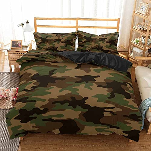 UMYJK bettwäsche 155x220 cm Camouflage-Muster bettwäsche-Sets weich Anti-allergie mikrofaser bettbezug mit Reißverschluss und 2 Kissenbezug 80x80 cm