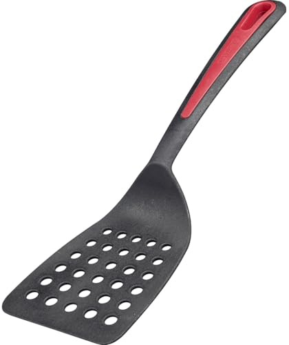 Westmark Pfannenwender, Hochhitzebeständig bis 270 °C/ 518 °F, Breite Auflagefläche und speziell abgeflachte Kante, Kunststoff, Gallant, Schwarz/Rot, 29372275, 310 x 93 x 35 mm