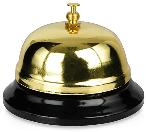 Tischklingel Rezeptionsklingel Empfangsglocke Tischglocke aus Metall Gold 8,5x6 cm