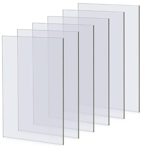 AKOAFE 6PCS A4 Acrylic Sheet Clear Perspex Sheet 3mm Thick Plastic Sheet Acrylic Board for DIY, Craft, Protective Film, Glass Replacement, 29.7 x 21cm
