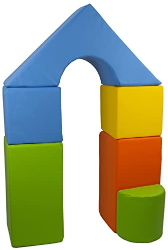 Velinda 6-TLG. Mini-Schloss-Set Groß-Softbausteine Schaumstoffbausteine Riesenbausteine (Farbe: gelb, grün, blau, orange)