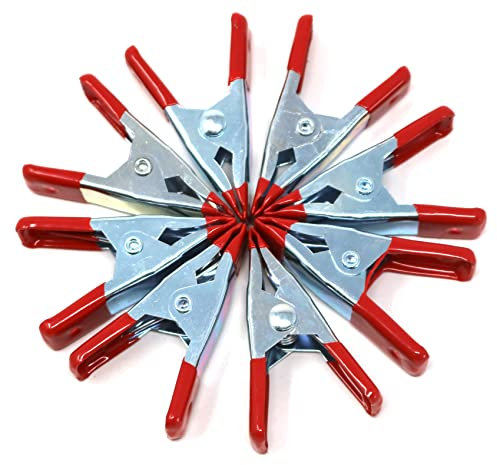 fiXte Set di 8 morsetti a molla in metallo zincato in acciaio con punte rivestite in vinile fai da te, officina, garage, artigianato domestico