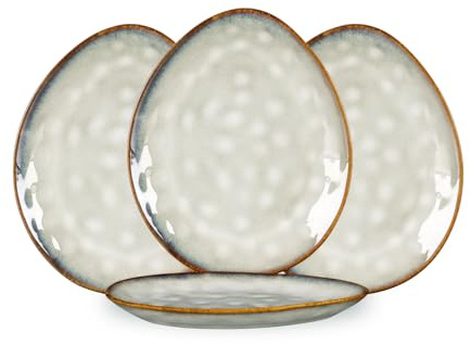 Henten Home Ceramic Appetizer Plates, 6.75 Inch Porcelain Dessert Plate, Cake, Snack Plates Set of 4, Salad Plate for Kitchen, Holiday Gifts, Dishwasher Safe (White)