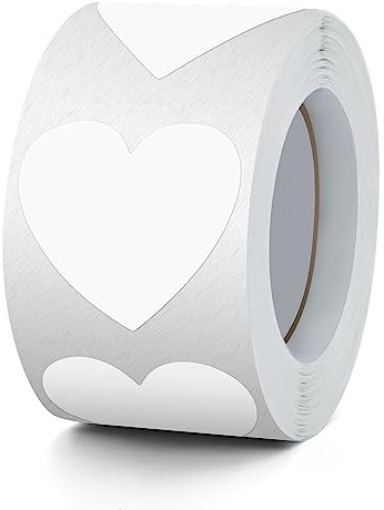 Klistermärke hjärta vit självhäftande hjärtform etikett rulle 38 mm liten färgkodning hjärta klistermärke för bröllop scrapbooking gåvor alla hjärtans dag 500 stycken
