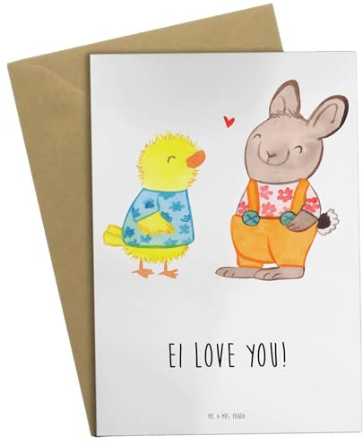 Mr. & Mrs. Panda Glückwunschkarte Ostern Freundschaft - Geschenk, einladungskarten, weihnachtskarten, Osterhase, Grußkarten, Ostergrüße, osterkarten, Frühling, Hase, osterkarte, Liebe