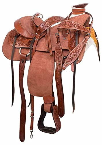 WILD RACE Rough Out Westernleder A Fork Wade Tree Roping Ranch Sattel/Rough Out Western Leather A Fork Wade Tree Roping Ranch Saddle (16)