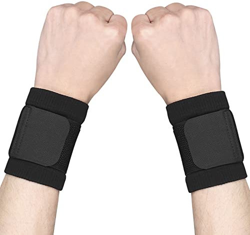 Yasdyri Wrist Supports Adjustable 2 Pack Wrist brace Compression Wrist Strap for Tendonitis, Arthritis, Sports Injuries, Wrist Pain Relief, Working, yping, Cycling, Yoga for Women and Men (Black, S)