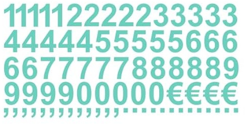 Aufkleber Sticker Klebezahlen Klebezahl Zahlen Zahl Nummern aus Folie 50 Zahlen mint matt Höhe 2 cm selbstklebend wetterfest Nummerierung Preisauszeichnung Beschriftung Modellbau verzieren