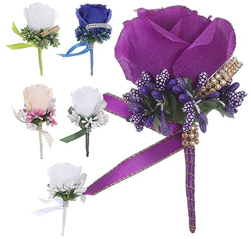 ifundom 6stücke Teiliges Kunstblumen-Boutonniere Für Hochzeiten Elegante Blumenanstecker Für Bräutigam Brautjungfern Und Abschlussball Stabil Und Einfach Zu Verwenden