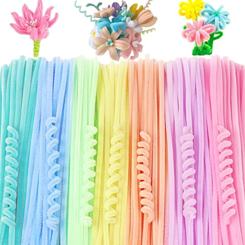 100 PCS Pipecleaners Craft Pipe Cleaners,30cm Long Flexible Rainbow Chenille Cord Curved Plush Pipe Cleaner for Handcrafting and Christmas Tree Project DIY Decorating (Macaron Color)