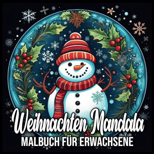 Weihnachten Mandala Malbuch für Erwachsene: Einfaches Mandala-Malbuch | Einfaches Weihnachtsmandala-Malbuch für Erwachsene, Senioren und Anfänger