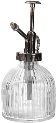 HAKIDZEL Regadera De Vidrio Retro Pulverizador para Jardinería Doméstica, Botella Rociadora De Agua Transparente Plástico y Cabezal Bronce Antiguo para Cuidado De Plantas