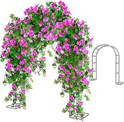 Arche Jardin Aluminium Largeur, Arche À Rosiers Métal, Filet À Plantes Grimpantes, Filet de Treillis, pour Récolte de Concombres, Légume, Vignes, Plantes Grimpantes,Blanc,120x220x40CM