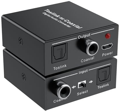 Optical-to-Coaxial or Coax-to-Optical Digital Audio Converter Adapter, LUKFOCAB Digital Coaxial to Optical Converter, Bi-Directional Coax Digital to/from Optical Toslink SPDIF Audio Converter/Repeater