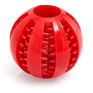 LUCON Hundeball Ø 6cm mit Zahnpflege Noppen - Hundespielzeug robuster Hunde Ball - Hundespielball für große & kleine Hunde - Kauspielzeug für Leckerli - rot