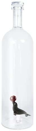 WD Lifestyle - Bottiglia in Vetro Borosilicato 1,2L con Tappo con Decorazione Foca
