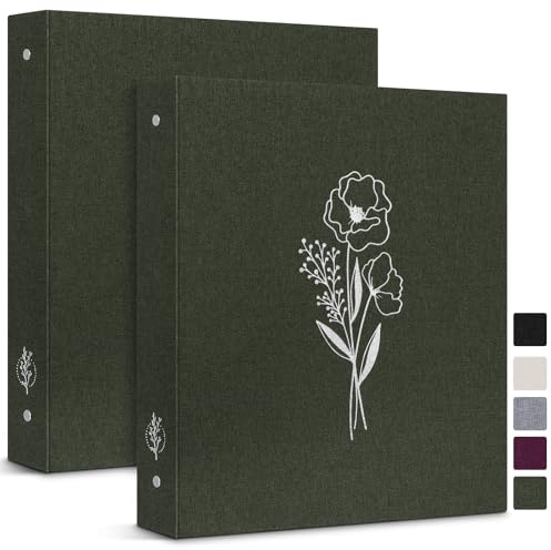 Lanpn A4 3 ringpärm 2-pack, linneskydd 2,5 cm runda ringar rymmer 21,6 x 27,9 cm för hemmakontor skoljournalföring samlingar (grön)