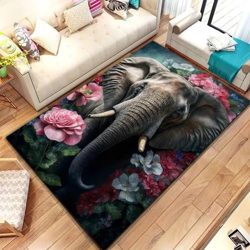 Stoßzähne Afrikanischer Elefanten Teppich Kinderteppich Wohnzimmerteppich Schlafzimmerteppich 3D-Gedruckter Superweicher Flanellteppich 200 X 300 Cm - Polyester-Soft-Touch,Leicht Zu Reinigen M -8W7M1C